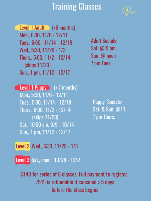 November Training Schedule