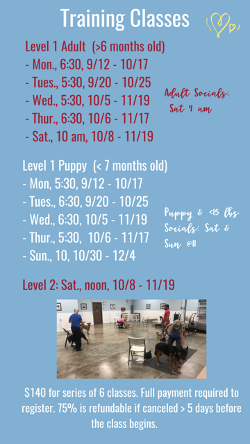 Delaware North September Training Schedule