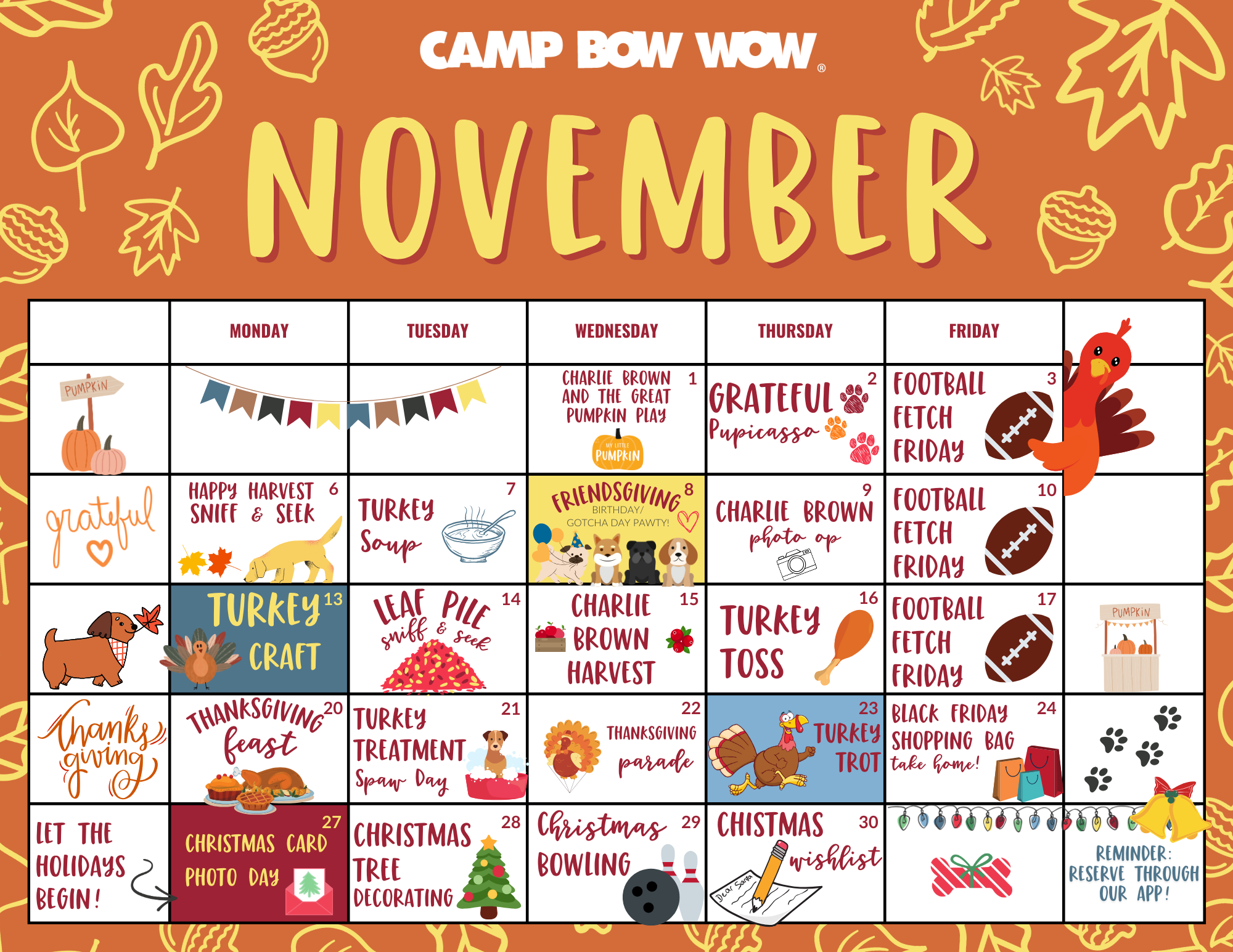 Camp Bow Wow November events calendar