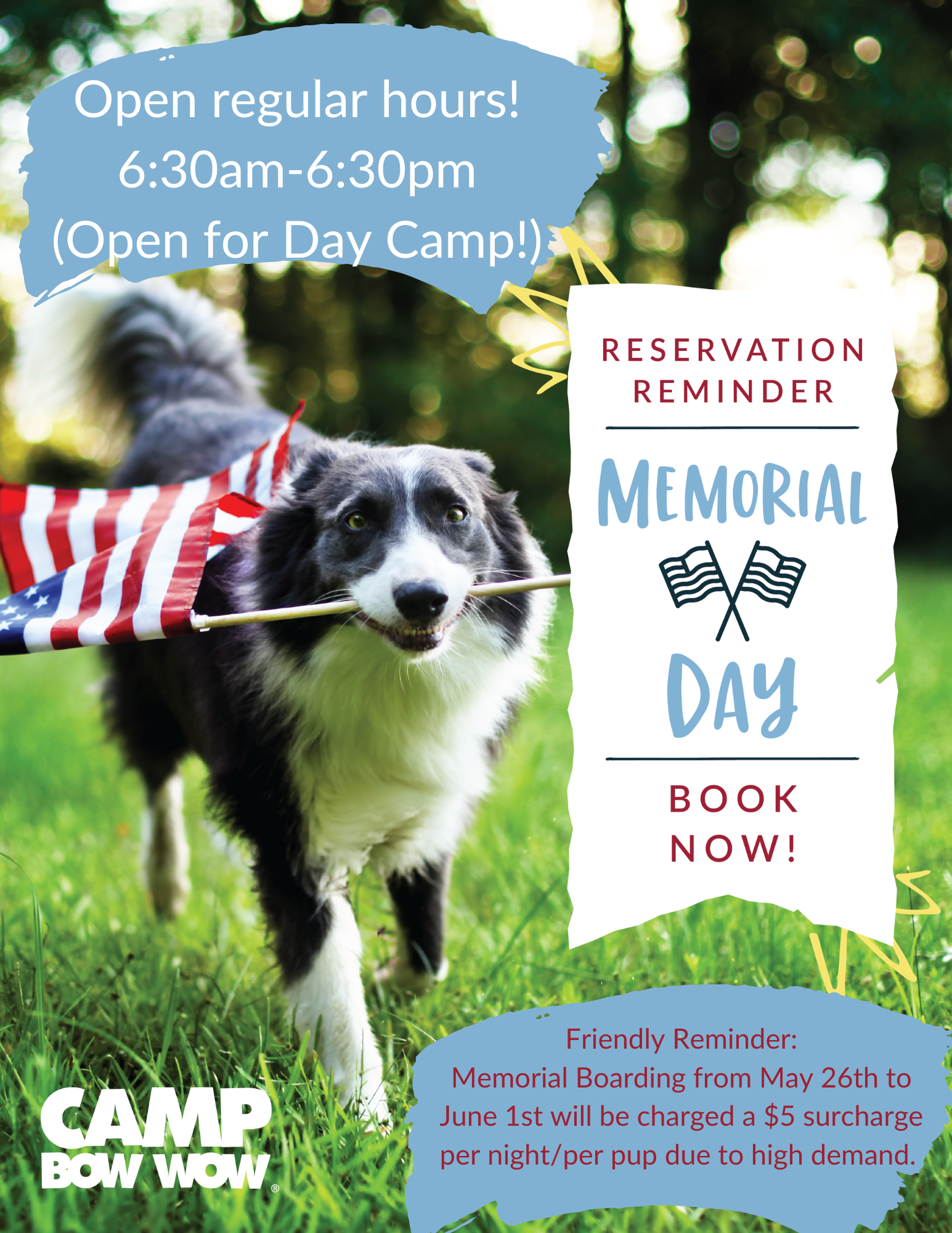 Memorial Day Reminder $5 surcharge